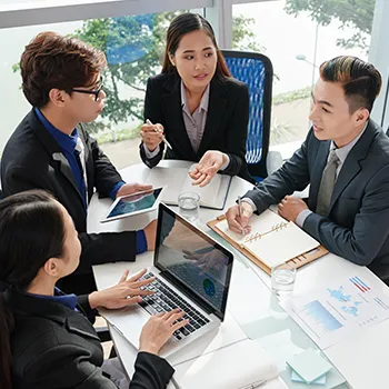 A group meeting inside the office