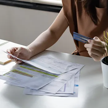 A woman managing files for bankruptcy