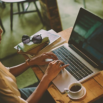 A person filing paperwork online