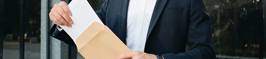 Man opening an envelope with documents