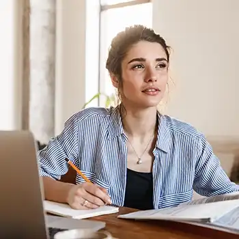 Woman reading and reviewing legal terms