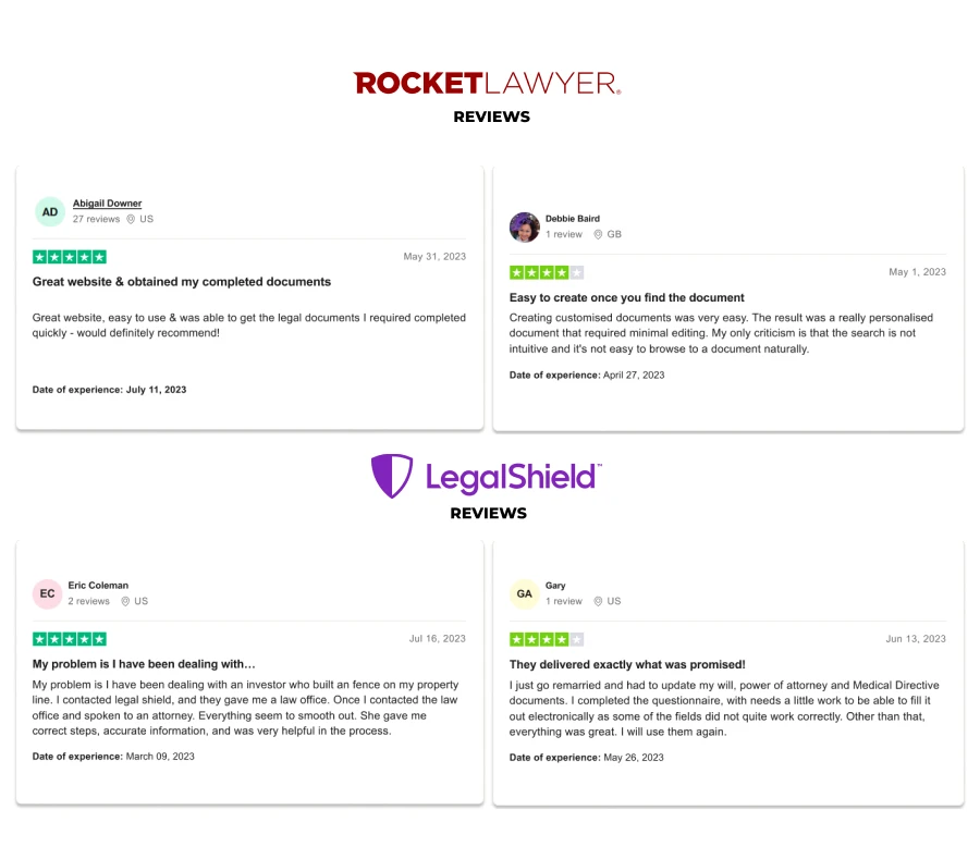 Customer Reviews of LegalShield and RocketLawyer