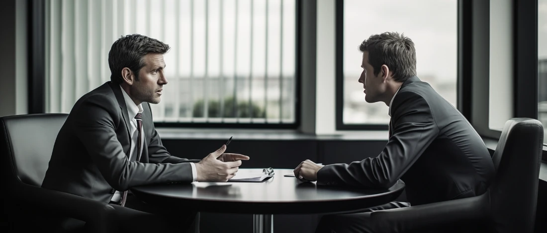 Venture Smarter | Connecticut LLC Operating Agreement (Guide + Free Template) Men in an office discussing the LLC operating agreement in Connecticut