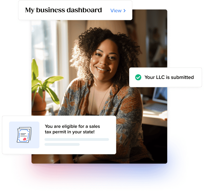 Woman who is very happy with the Tailor Brands business builder as she has successfully submitted her LLC online